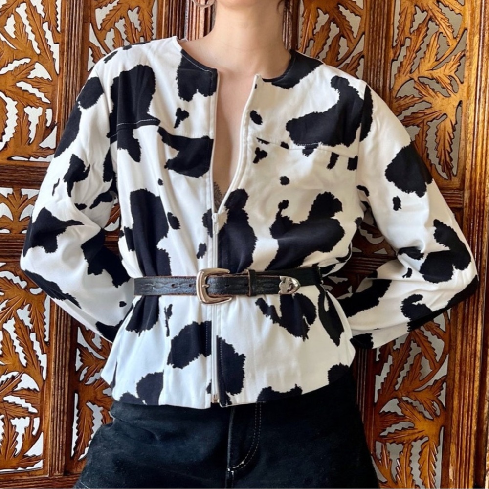 Vintage 1990s cowgirl cow print jacket